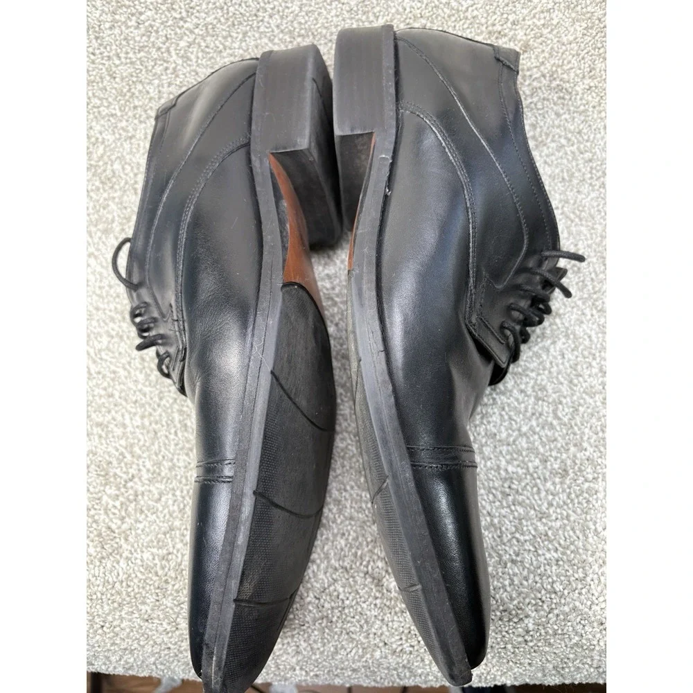 Johnston & Moore Mens Black Leather Cap Toe Oxford‎ Dress Shoes Size 14M Classic